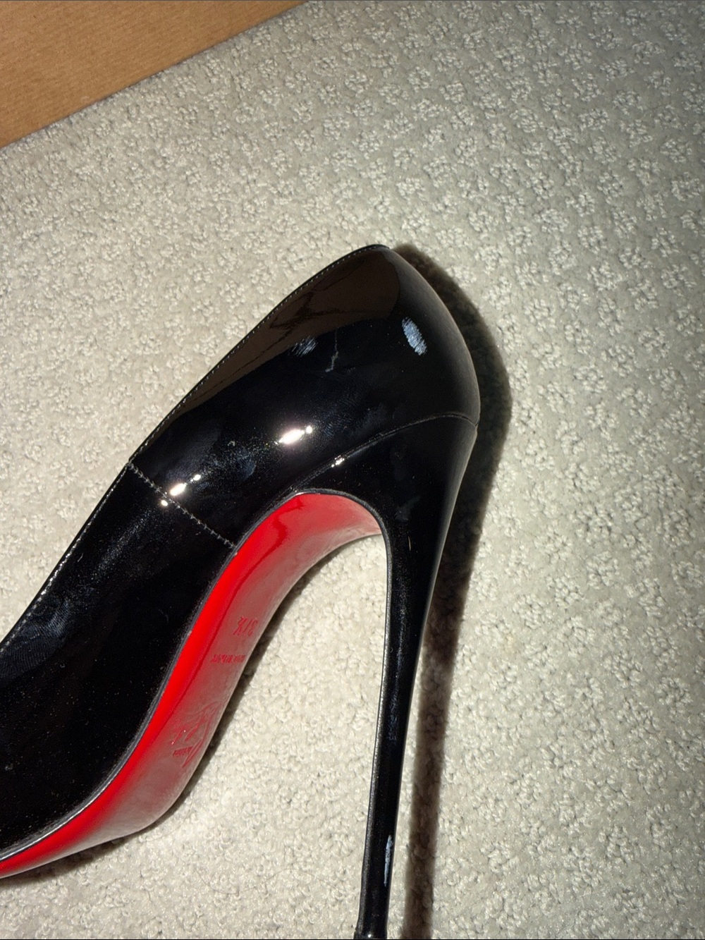 Christian Louboutin Black Patent Leather Pointed-Toe Stiletto Heels - Picture 9 of 10